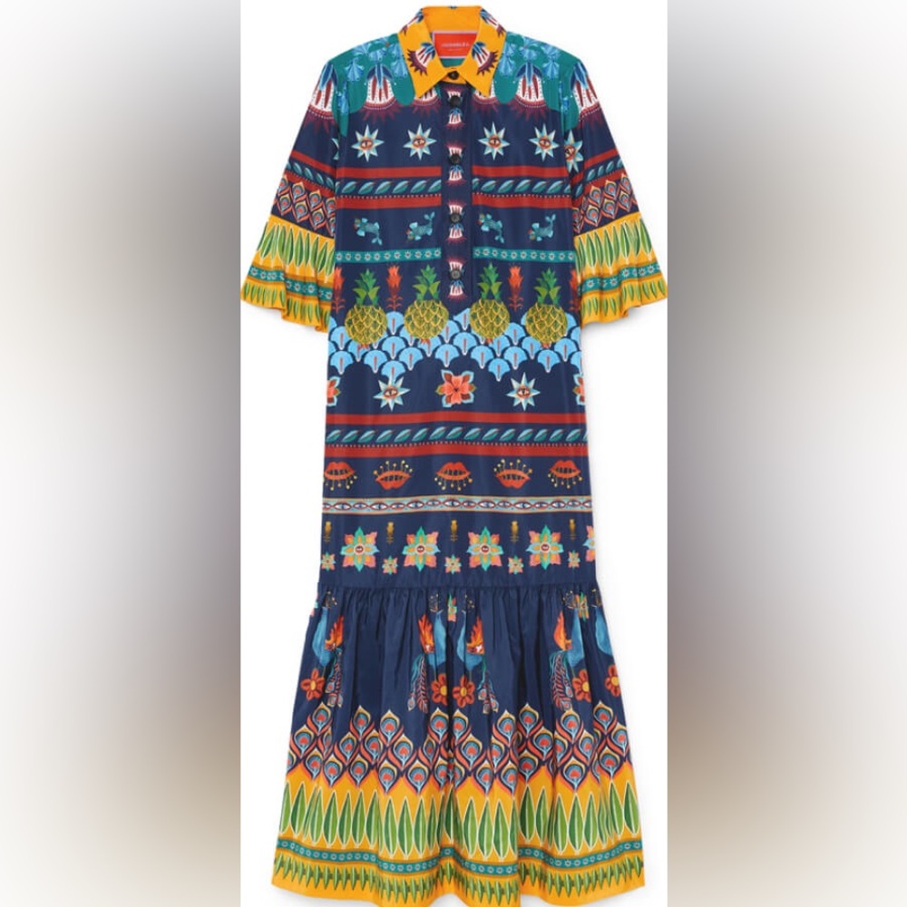 La DoubleJ Artemis Printed Taffeta Maxi Dress NWT